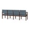 Lesro Lenox Wood 4 Seat Tandem Seating Wood Frame, Walnut, RF Serene Upholstery LW4103 - alternate 3
